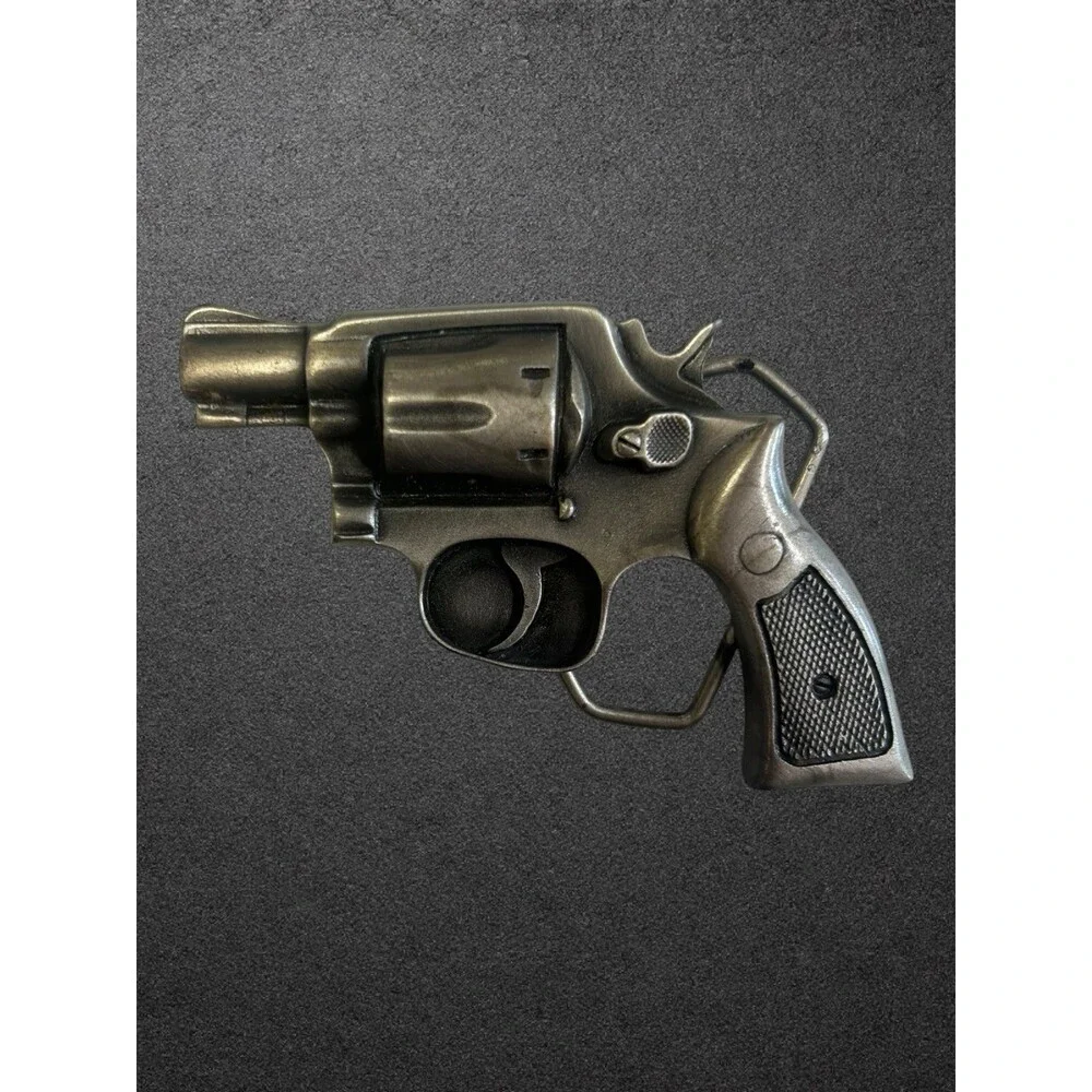 Vintage 1979 Western Pistol Revolver Gun Belt Buckle Indiana Metalcraft Pewter